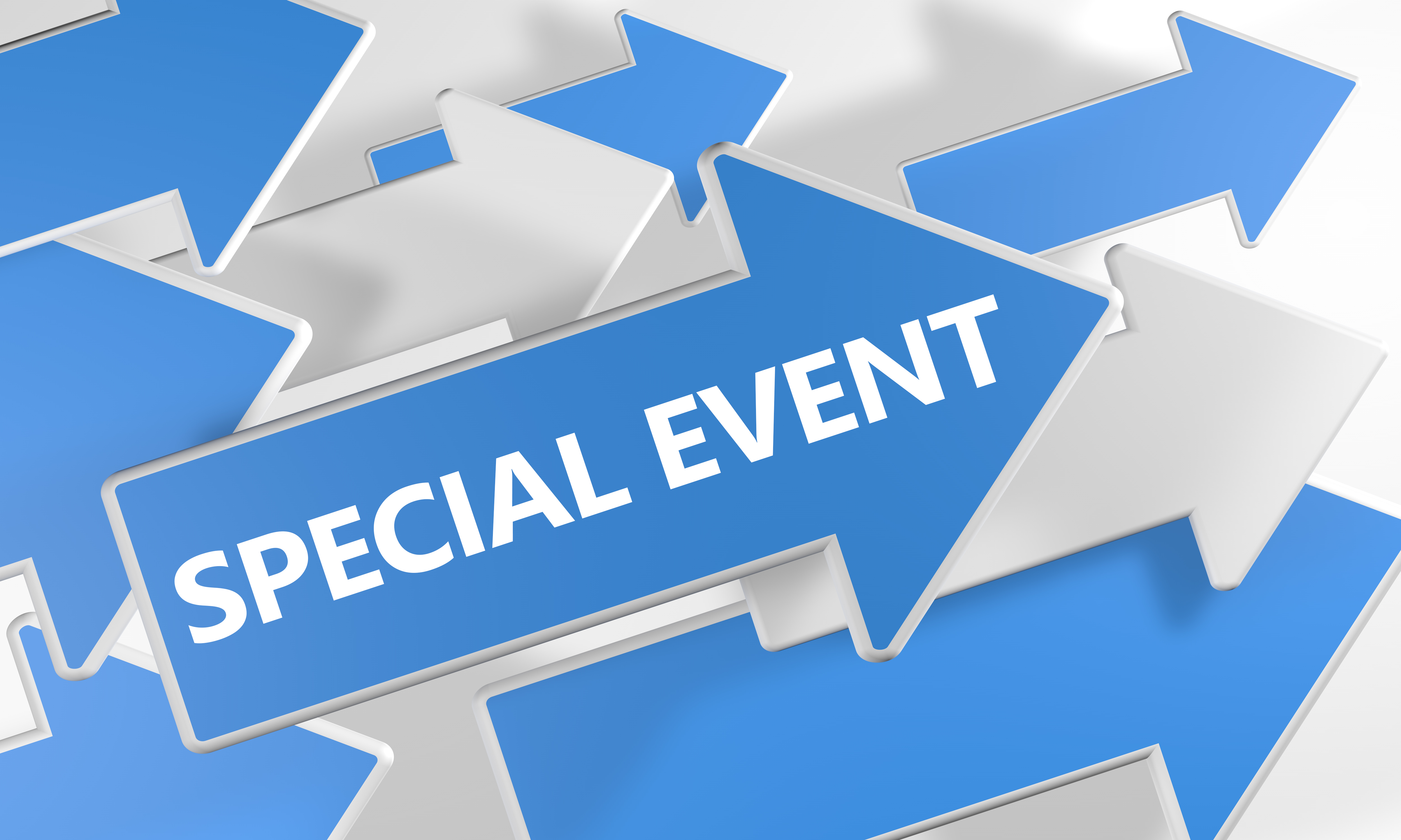 Blue and gray arrows with the words "Special Event" in one of the prominent arrows
