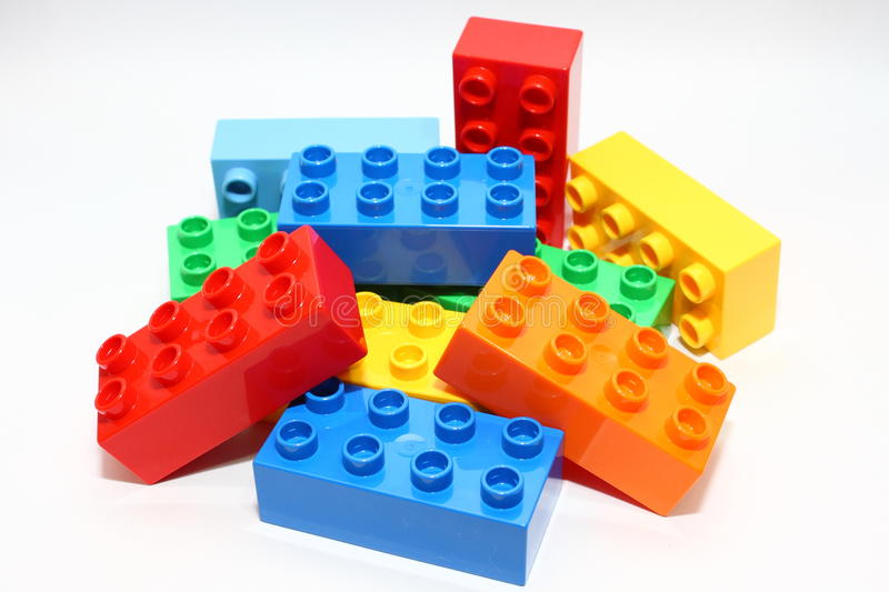 Pile of red, blue, yellow, green and orange Legos