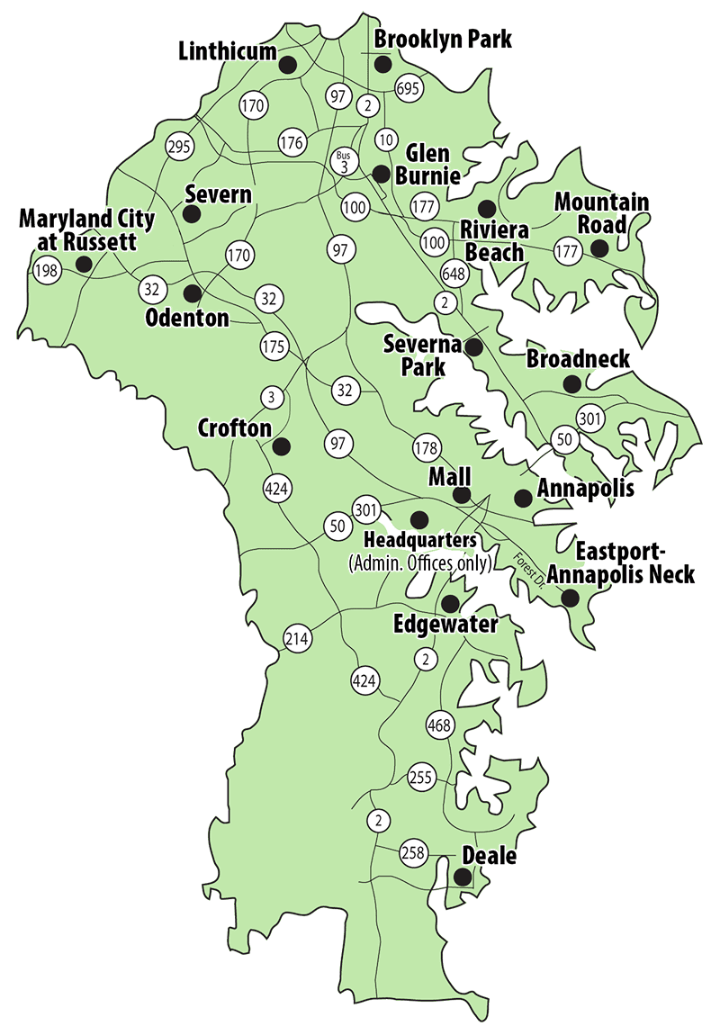 Anne Arundel County Public Library Location Map