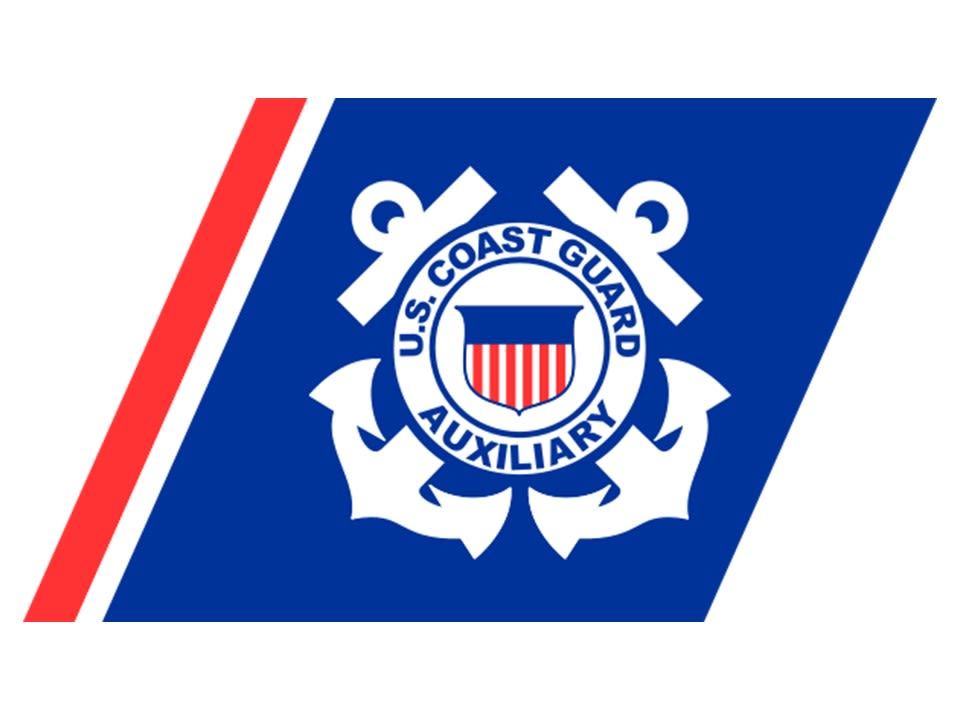 US Coast Guard Logo, crossing anchors with a flag in the middle.