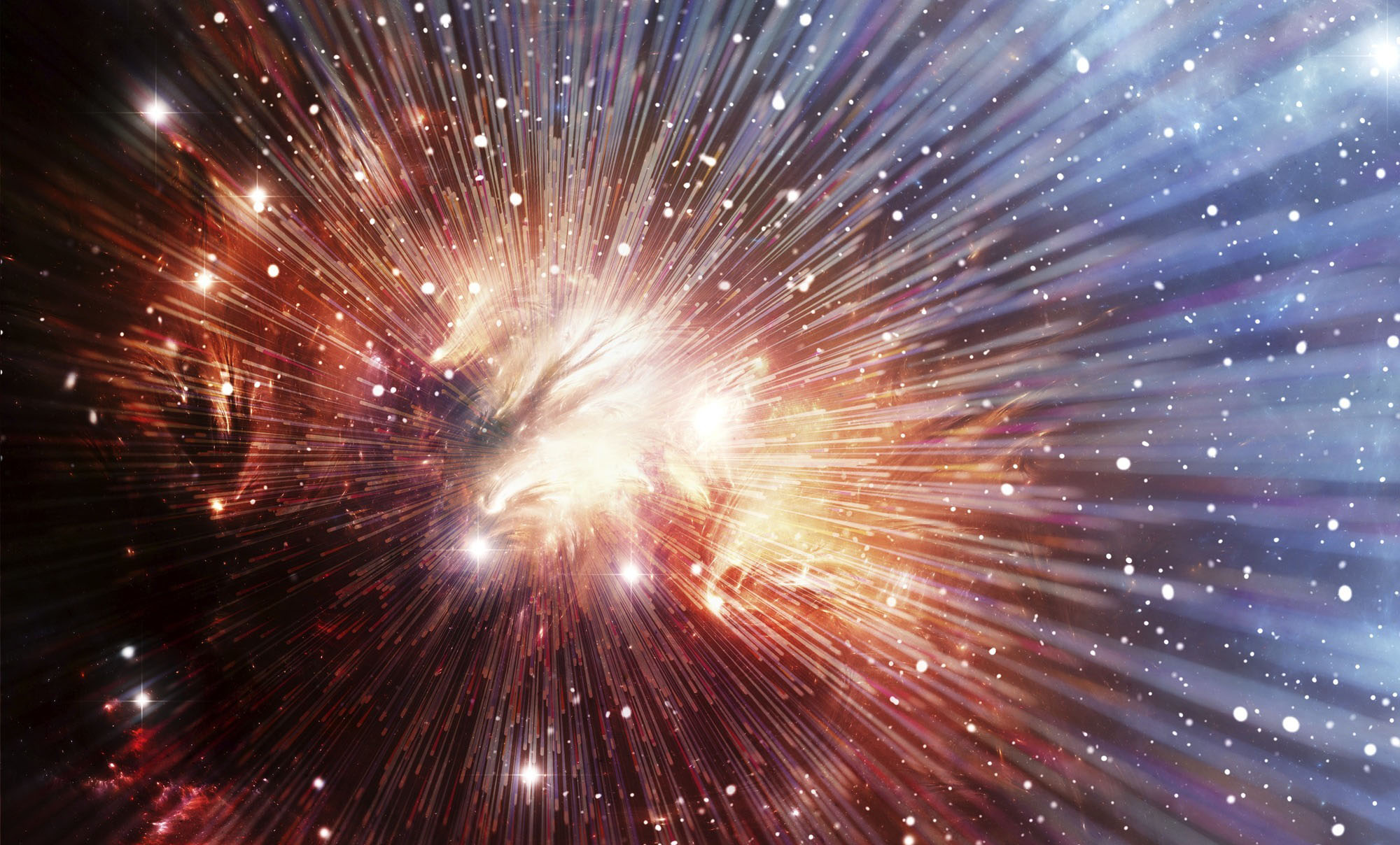 Explosion of light and matter in the universe.