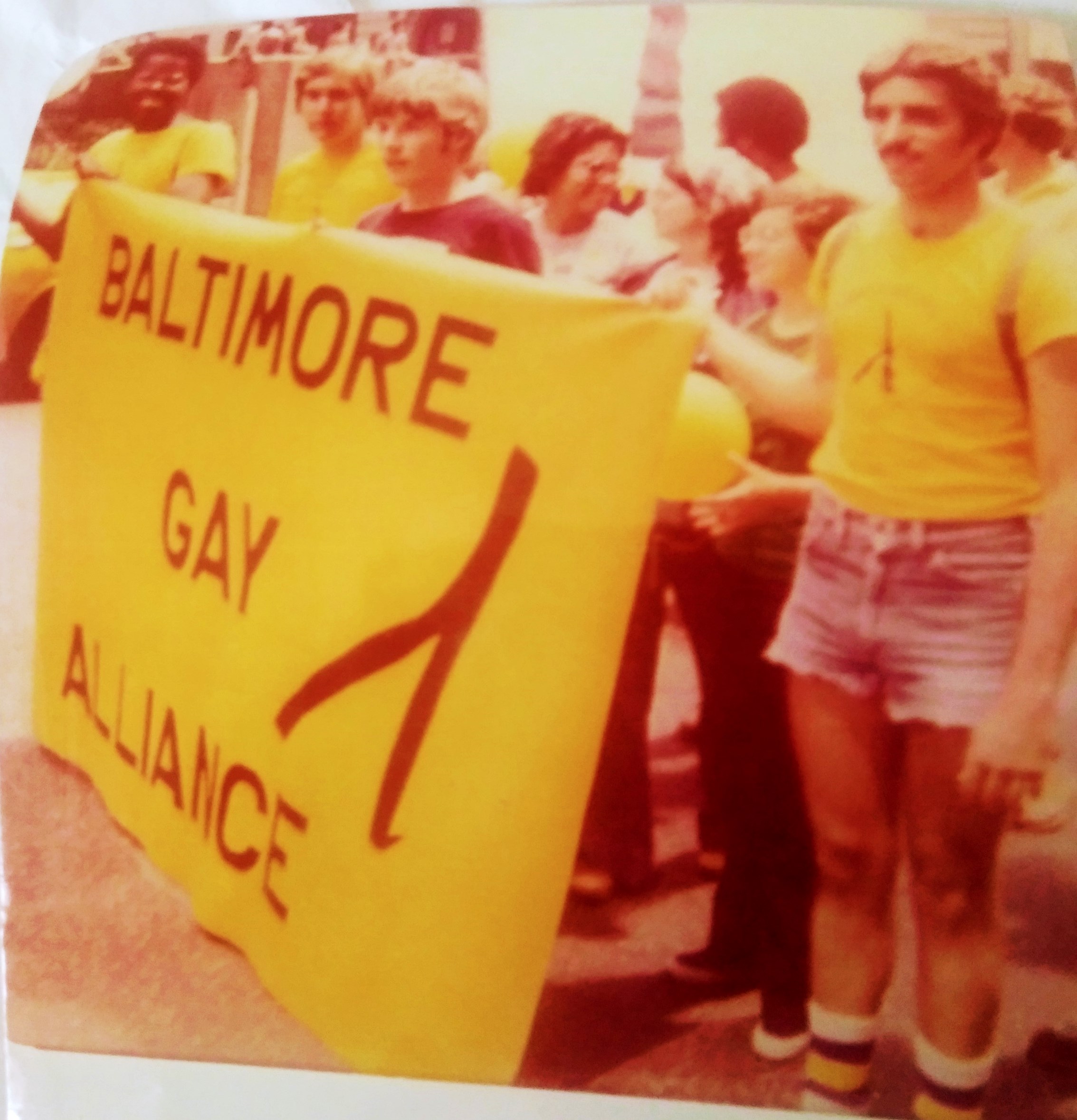 Baltimore Gay Alliance participating in New York City's Christopher Street Parade in 1976.