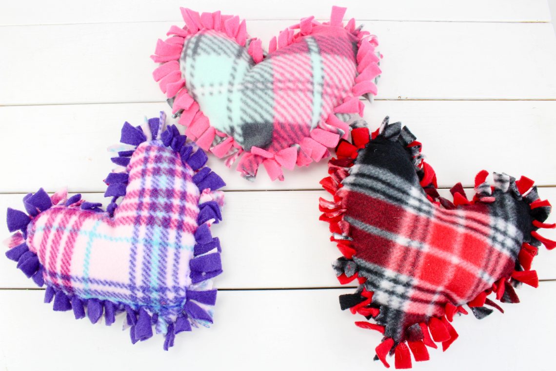 Heart pillows in different colors