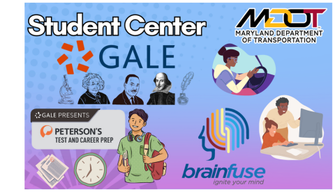 Logos for Gale, MDOT, Brainfuse, and Peterson's 