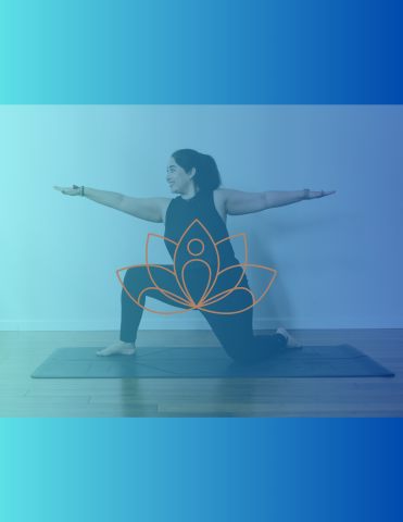 woman in a yoga pose and lotus flower design
