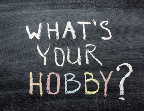 An image of the sentence, "What's Your Hobby?" written in colorful chalk on a chalkboard. 
