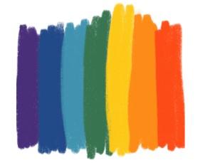 stripes of paint next to each other in a rainbow hues