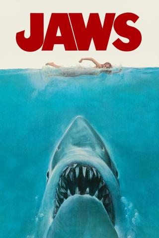 An image depicting the classic film and book, JAWS. 