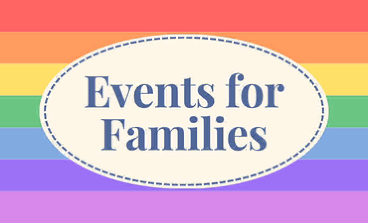 Events for Families on Rainbow Background