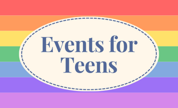 Events for Teens on Rainbow Background